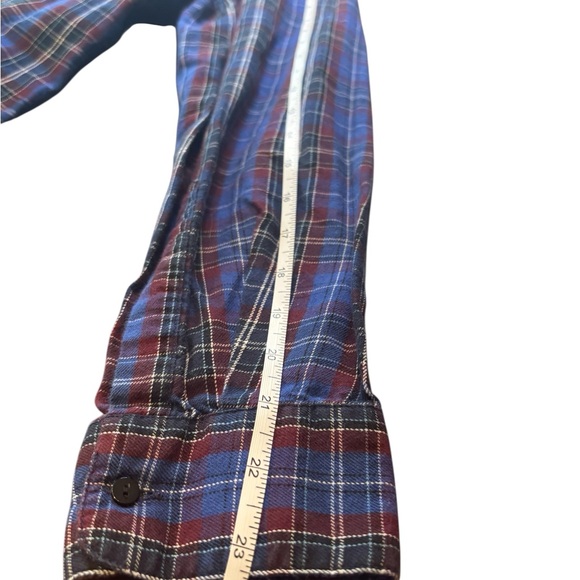 🛍️ 2/$25 Zara Woman Premium Patchwork Plaid Button Down Shirt Blue Cotton Sz L - Picture 8 of 11